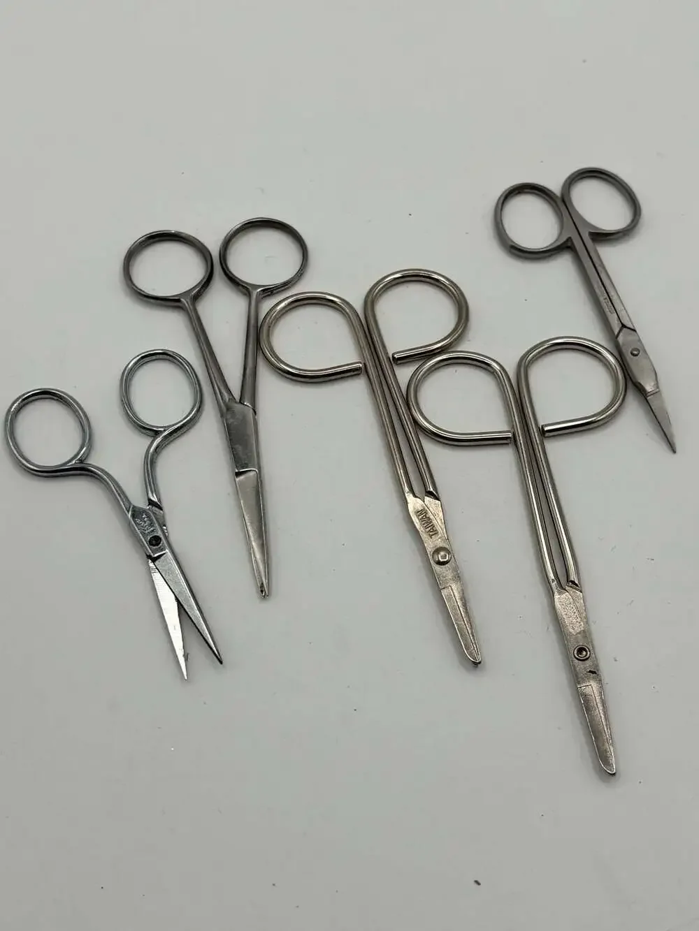 Lot of 5 Vintage Small Stainless Steel Scissors and Sewing Craft Notions